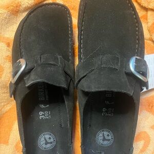 Birkenstock buckley Black leather mules is sz 8.5 nwt
